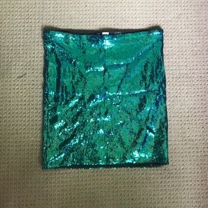 Green sequin skirt